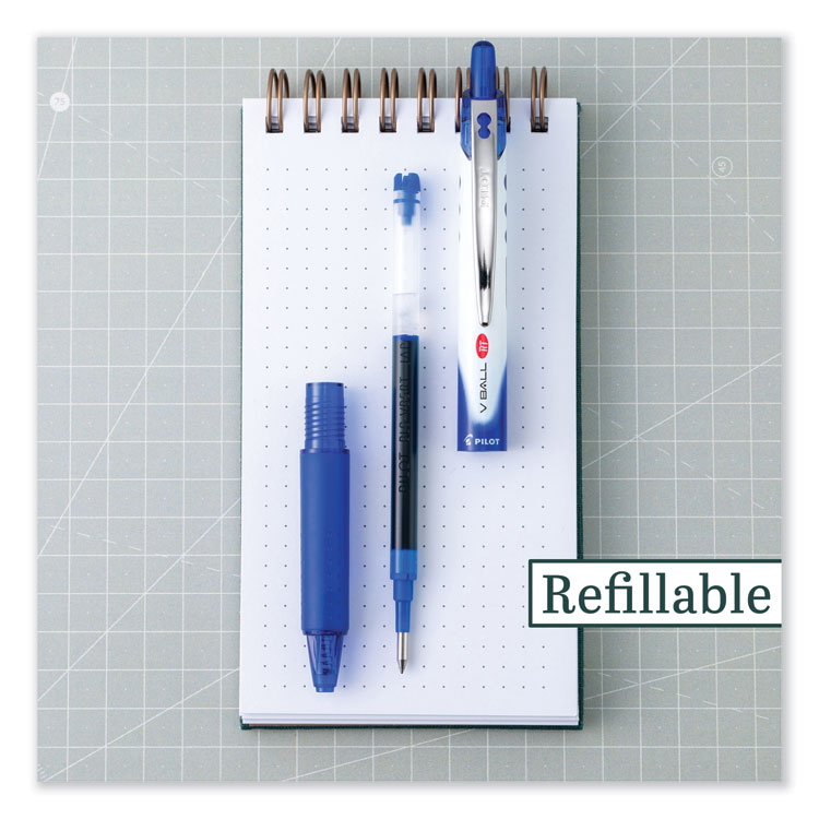 VBall RT Liquid Ink Rollerball Pen, Retractable, Fine 0.7 mm, Blue Ink, Blue/White Barrel