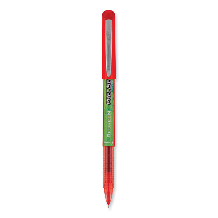 Precise V5 BeGreen Rollerball Pen, Stick, Extra-Fine 0.5 mm, Red Ink, Red Barrel, Dozen