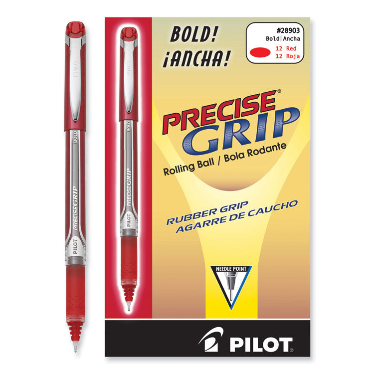 Precise Grip Rollerball Pen, Stick, Bold 1 mm, Red Ink, Red Barrel