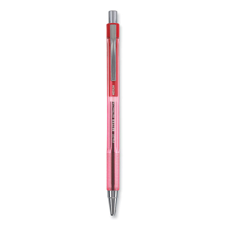 Better Ballpoint Pen, Retractable, Medium 1 Mm, Red Ink, Translucent Red Barrel, Dozen