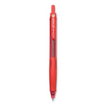 G-Knock BeGreen Gel Pen, Retractable, Fine 0.7 mm, Red Ink, Translucent Red/Red Barrel, Dozen