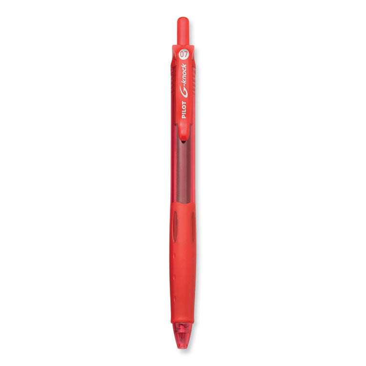 G-Knock BeGreen Gel Pen, Retractable, Fine 0.7 mm, Red Ink, Translucent Red/Red Barrel, Dozen