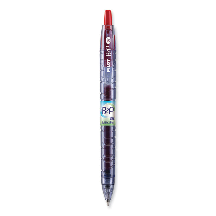 B2p Bottle-2-Pen Recycled Gel Pen, Retractable, Fine 0.7 Mm, Red Ink, Translucent Blue Barrel