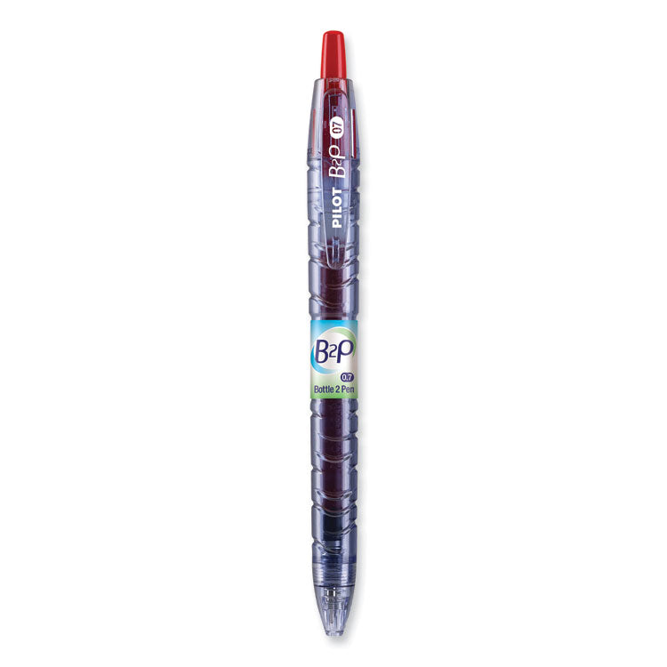 B2p Bottle-2-Pen Recycled Gel Pen, Retractable, Fine 0.7 Mm, Red Ink, Translucent Blue Barrel