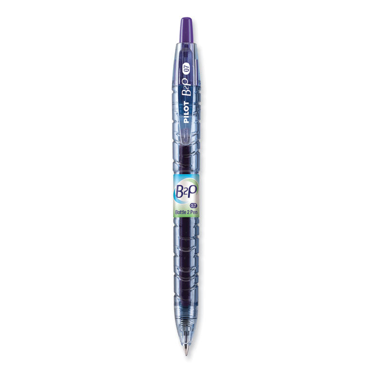 B2p Bottle-2-Pen Recycled Gel Pen, Retractable, Fine 0.7 Mm, Purple Ink, Translucent Blue Barrel