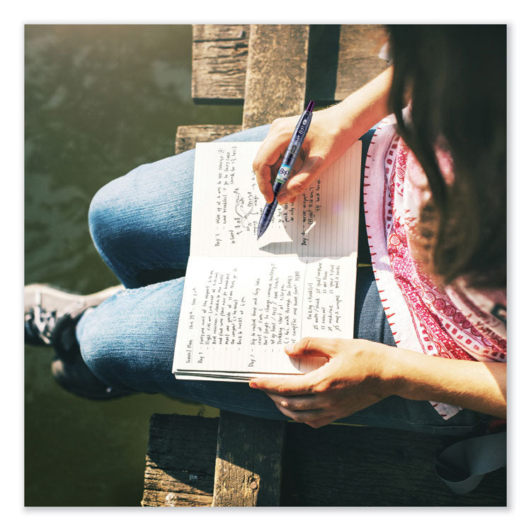 B2p Bottle-2-Pen Recycled Gel Pen, Retractable, Fine 0.7 Mm, Purple Ink, Translucent Blue Barrel