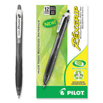 RexGrip BeGreen Ballpoint Pen, Retractable, Medium 1 mm, Black Ink, Smoke/Black Barrel, Dozen