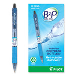 B2p Bottle-2-Pen Recycled Ballpoint Pen, Retractable, Medium 1 Mm, Black Ink, Translucent Blue Barrel, Dozen