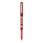 VBall Liquid Ink Rollerball Pen, Stick, Extra-Fine 0.5 mm, Red Ink, Red/Clear Barrel, Dozen