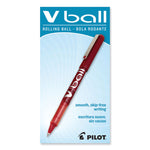 VBall Liquid Ink Rollerball Pen, Stick, Extra-Fine 0.5 mm, Red Ink, Red/Clear Barrel, Dozen