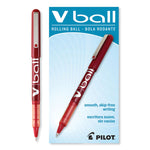 VBall Liquid Ink Rollerball Pen, Stick, Extra-Fine 0.5 mm, Red Ink, Red/Clear Barrel, Dozen