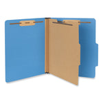 Bright Colored Pressboard Classification Folders, 2" Expansion, 1 Divider, 4 Fasteners, Letter Size, Cobalt Blue, 10/Box