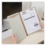 Four-Section Pressboard Classification Folders, 2" Expansion, 1 Divider, 4 Fasteners, Letter Size, Gray Exterior, 10/Box
