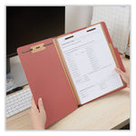 Six-Section Pressboard Classification Folders, 2" Expansion, 2 Dividers, 6 Fasteners, Letter Size, Red Exterior, 10/Box