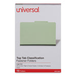 Six-Section Pressboard Classification Folders, 2" Expansion, 2 Dividers, 6 Fasteners, Legal Size, Green Exterior, 10/Box