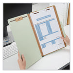 Eight-Section Pressboard Classification Folders, 3" Expansion, 3 Dividers, 8 Fasteners, Legal Size, Green Exterior, 10/Box