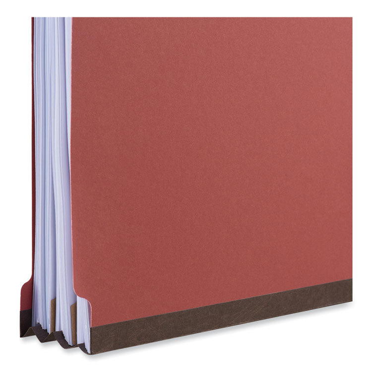 Bright Colored Pressboard Classification Folders, 2" Expansion, 2 Dividers, 6 Fasteners, Letter Size, Ruby Red, 10/Box