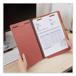 Bright Colored Pressboard Classification Folders, 2" Expansion, 2 Dividers, 6 Fasteners, Letter Size, Ruby Red, 10/Box