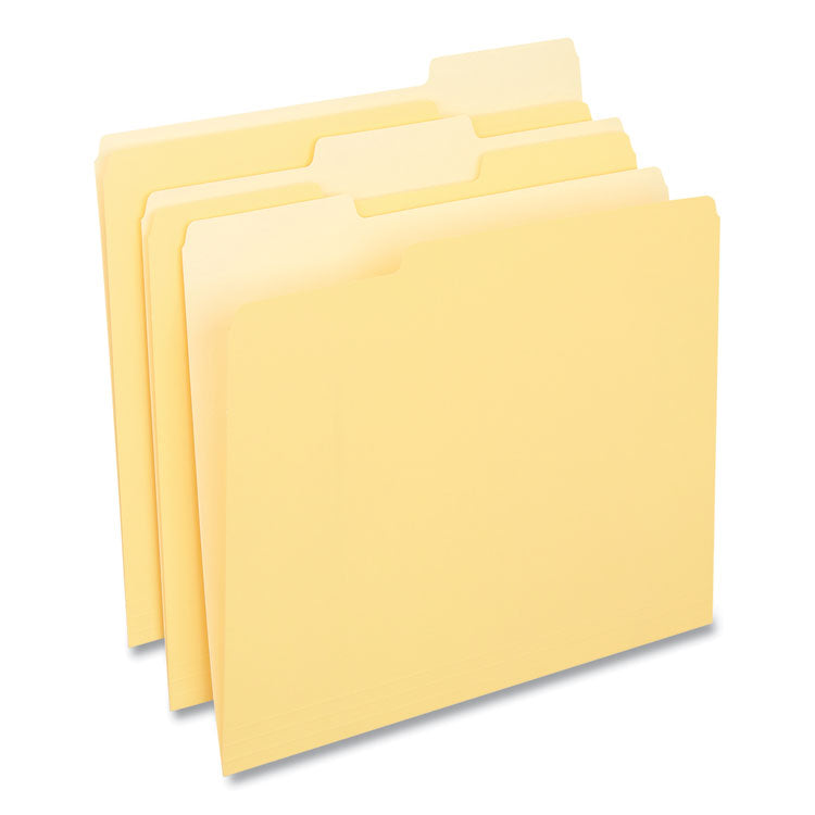 Deluxe Colored Top Tab File Folders, 1/3-Cut Tabs: Assorted, Letter Size, Yellow/Light Yellow, 100/Box