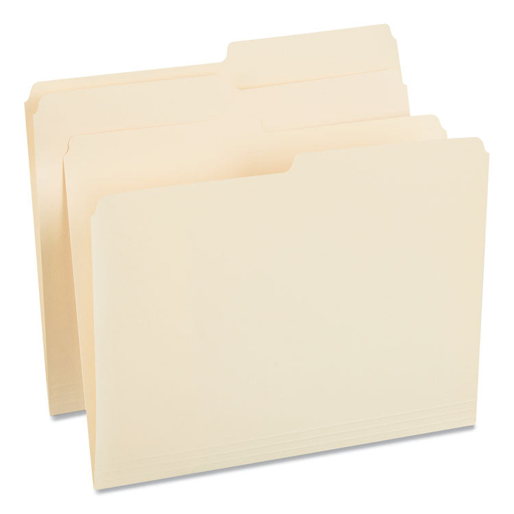 Top Tab File Folders, 1/2-Cut Tabs: Assorted, Letter Size, 0.75" Expansion, Manila, 100/Box