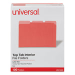 Interior File Folders, 1/3-Cut Tabs: Assorted, Letter Size, 11-pt Stock, Red, 100/Box