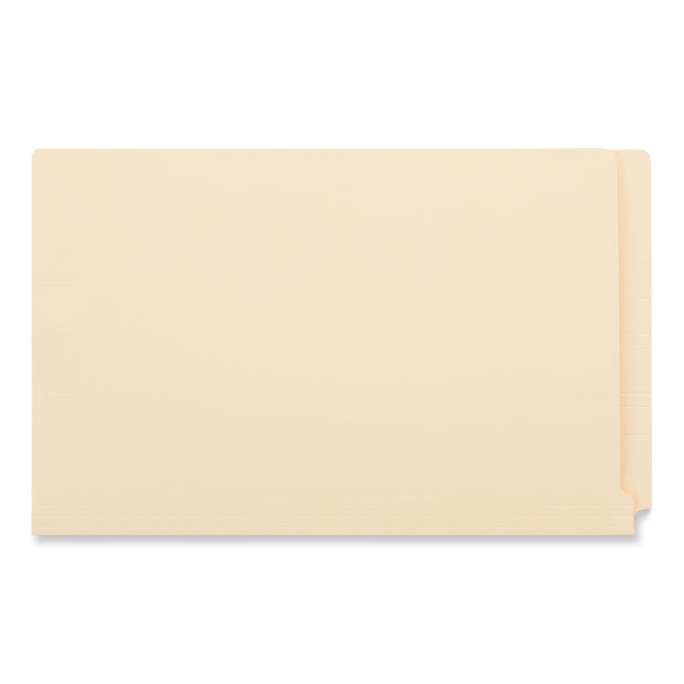 Reinforced End Tab Fastener Folders, 0.75" Expansion, 2 Fasteners, Legal Size, Manila Exterior, 50/Box