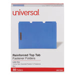 Deluxe Reinforced Top Tab Fastener Folders, 0.75" Expansion, 2 Fasteners, Letter Size, Blue Exterior, 50/Box