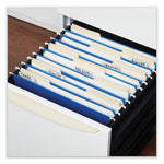 Deluxe Bright Color Hanging File Folders, Letter Size, 1/5-Cut Tabs, Blue, 25/Box