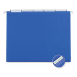 Deluxe Bright Color Hanging File Folders, Letter Size, 1/5-Cut Tabs, Blue, 25/Box