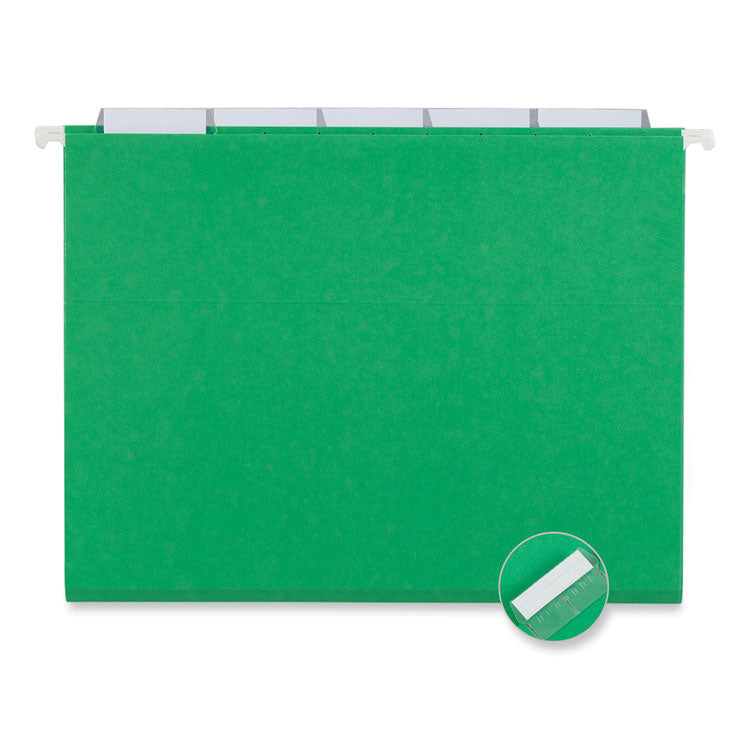 Deluxe Bright Color Hanging File Folders, Letter Size, 1/5-Cut Tabs, Bright Green, 25/Box