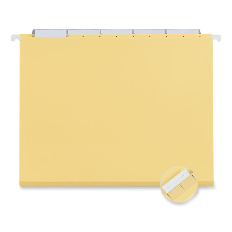 Deluxe Bright Color Hanging File Folders, Letter Size, 1/5-Cut Tabs, Yellow, 25/Box