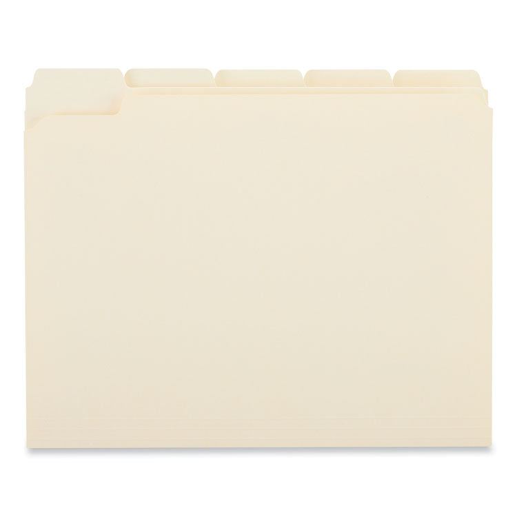 Double-Ply Top Tab Manila File Folders, 1/5-Cut Tabs: Assorted, Letter Size, 0.75" Expansion, Manila, 100/Box