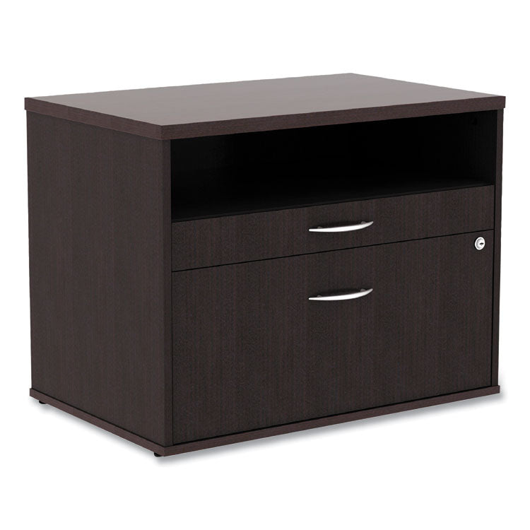 Alera Open Office Desk Series Low File Cabinet Credenza, 2-Drawer: Pencil/file,legal/letter,1 Shelf,espresso,29.5x19.13x22.88