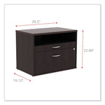 Alera Open Office Desk Series Low File Cabinet Credenza, 2-Drawer: Pencil/file,legal/letter,1 Shelf,espresso,29.5x19.13x22.88
