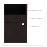 Alera Open Office Desk Series Low File Cabinet Credenza, 2-Drawer: Pencil/file,legal/letter,1 Shelf,espresso,29.5x19.13x22.88