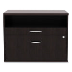 Alera Open Office Desk Series Low File Cabinet Credenza, 2-Drawer: Pencil/file,legal/letter,1 Shelf,espresso,29.5x19.13x22.88
