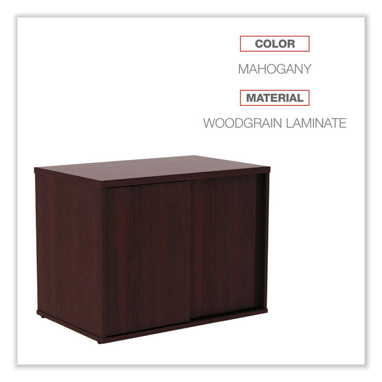 Alera Open Office Desk Series Low Storage Cabinet Credenza, Woodgrain Laminate, 29.5w x 19.13d x 22.78h, Mahogany