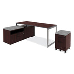 Alera Open Office Desk Series Low Storage Cabinet Credenza, Woodgrain Laminate, 29.5w x 19.13d x 22.78h, Mahogany
