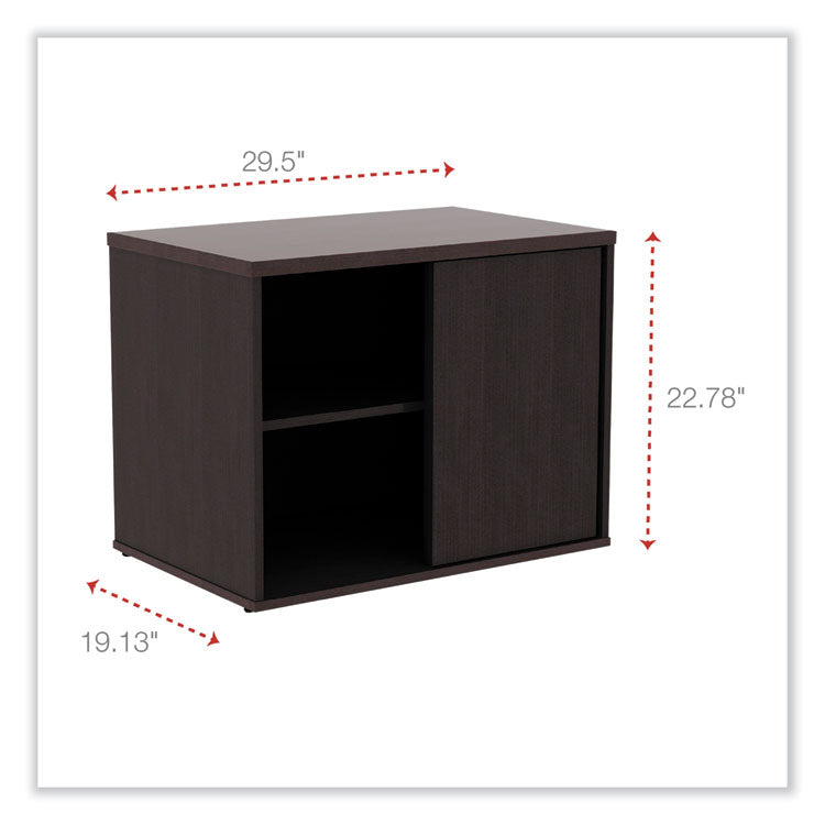Alera Open Office Desk Series Low Storage Cabinet Credenza, Woodgrain Laminate, 29.5w x 19.13d x 22.78h, Espresso