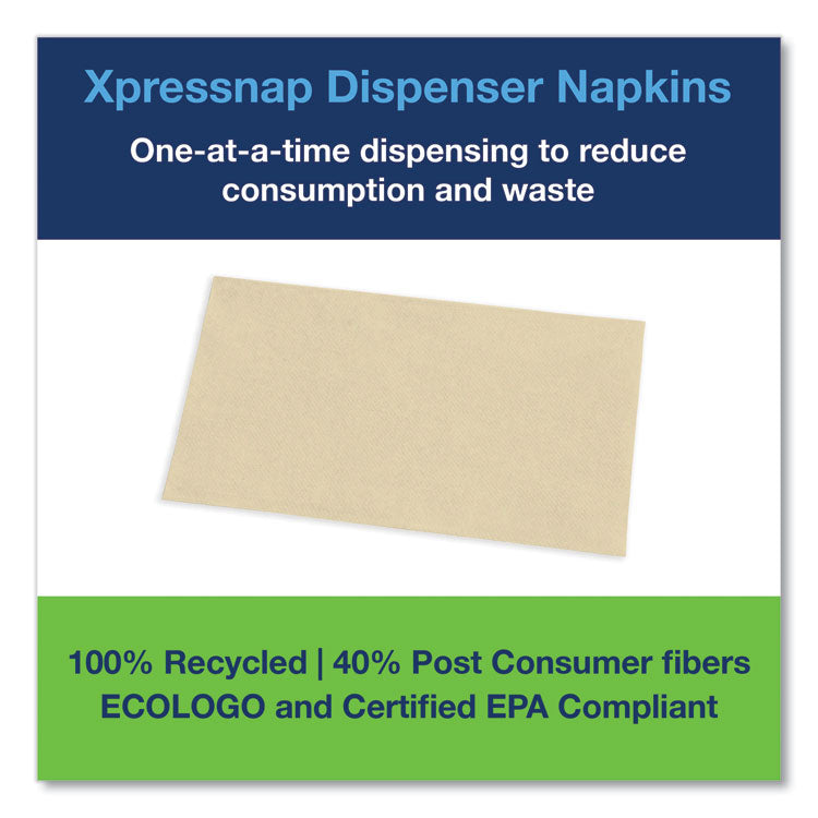Xpressnap Interfold Dispenser Napkins, 1-Ply, Bag-Pack, 13 x 8.5, Natural, 500/Pack, 12 Packs/Carton