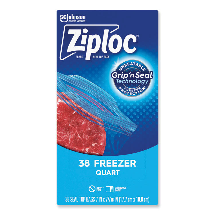Zipper Freezer Bags, 32 oz, 6.97" x 7.7", Clear, 38 Bags/Box, 9 Boxes/Carton
