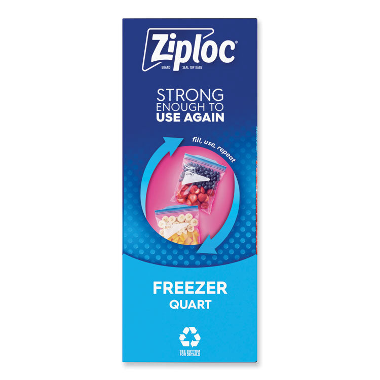 Zipper Freezer Bags, 32 oz, 6.97" x 7.7", Clear, 38 Bags/Box, 9 Boxes/Carton