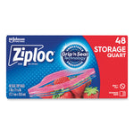 Double Zipper Storage Bags, Triple System Seal, Quart, 9.63" x 8.5", Clear, 9/Carton