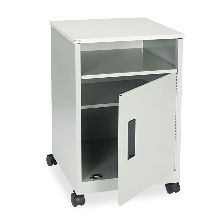Steel Machine Stand with Open Storage Compartment, Wood, 4 Shelves, 1 Bin, 15.25 x 17.25 x 27.25, Gray