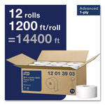 Advanced Jumbo Bath Tissue, Septic Safe, 1-Ply, White, 3.48" x 1,200 ft, 12 Rolls/Carton