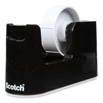 Heavy Duty Weighted Desktop Tape Dispenser with One Roll of Tape, 3" Core, ABS, Black
