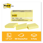 Original Pads in Canary Yellow, 1.38" x 1.88", 100 Sheets/Pad, 12 Pads/Pack