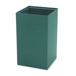 Public Square Recycling Receptacles, Plastic Recycling, 25 gal, Steel, Green