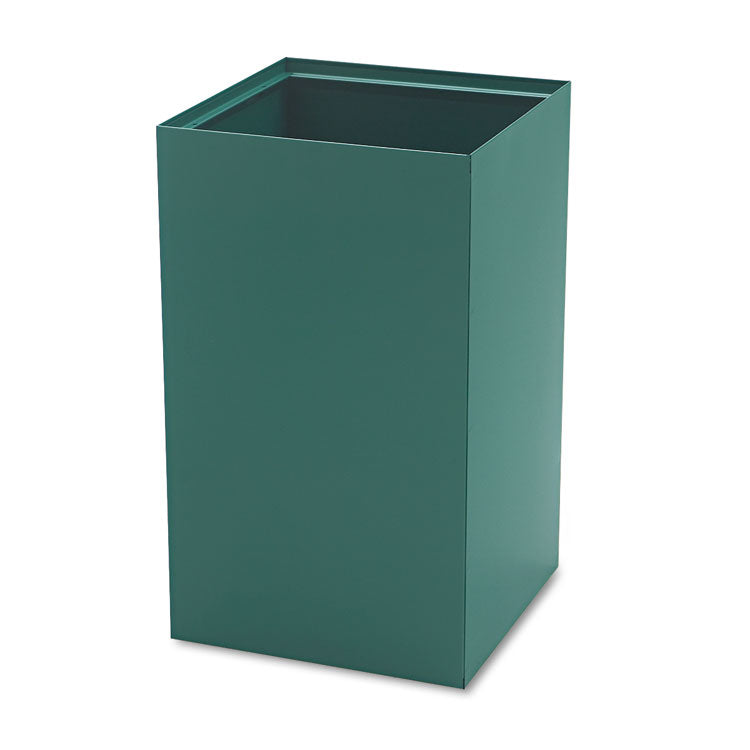 Public Square Recycling Receptacles, Plastic Recycling, 25 gal, Steel, Green
