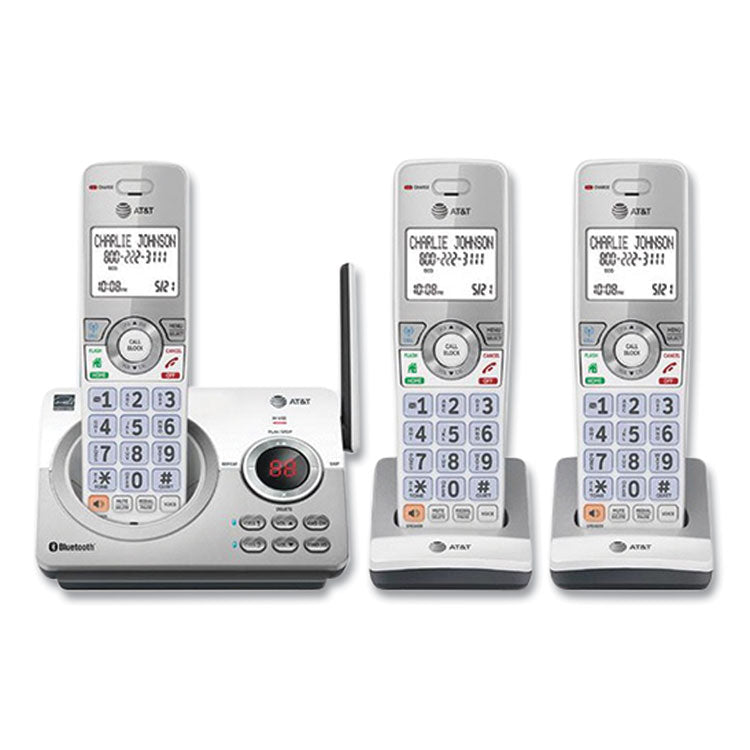 Connect to Cell DL72310 Cordless Telephone, Base and 2 Additional Handsets, White/Silver